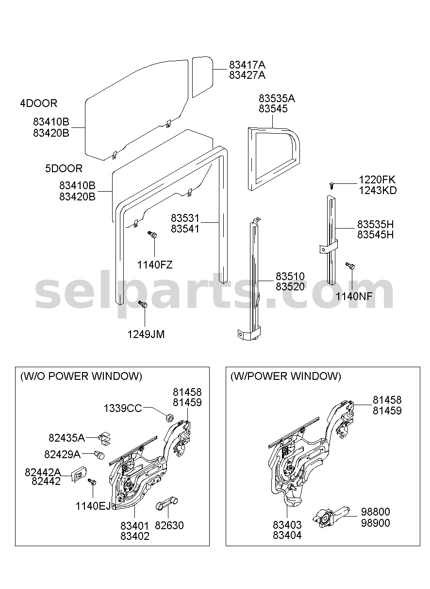 Genuine RUN&CHANNEL-RR DR DELTA LWR,RH for Hyundai Sonata #83545C1000