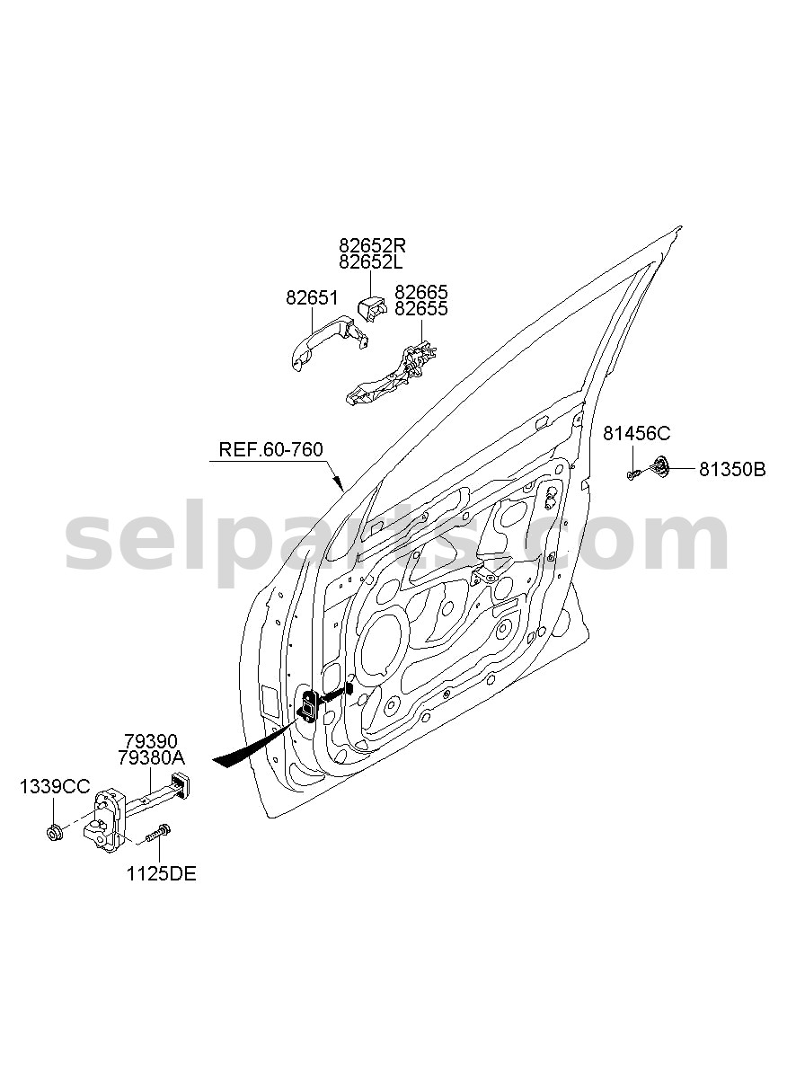 Genuine COVER-RR DR O/S HDL,RH for Hyundai Sonata #83662C1050