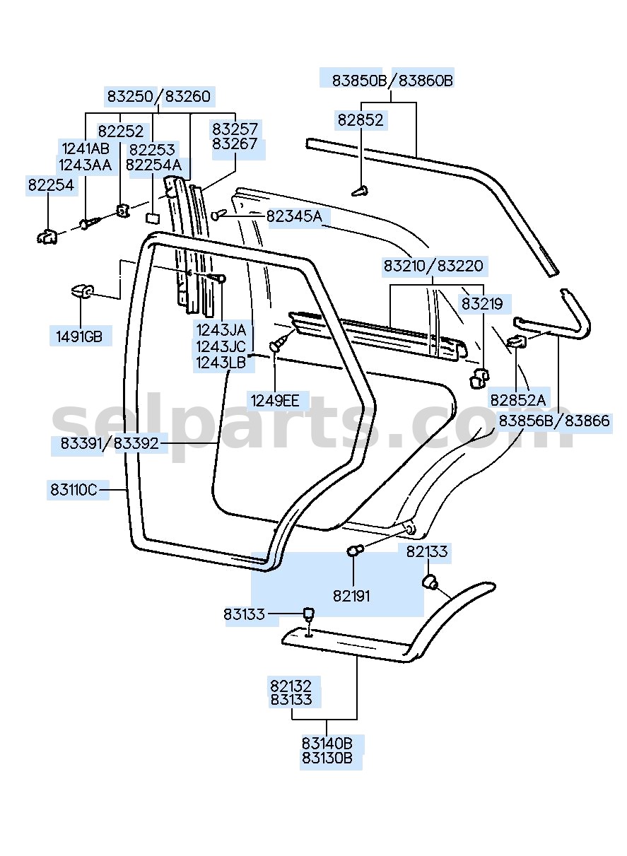 Genuine MOULDING ASSY-RR DR FRAME,RH for Hyundai Sonata #83860C1010