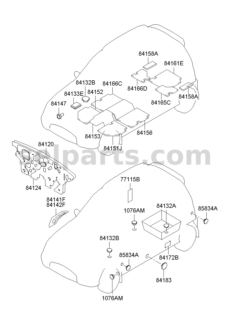 Genuine INSULATOR-FENDER LH for Hyundai Sonata #84116C1000