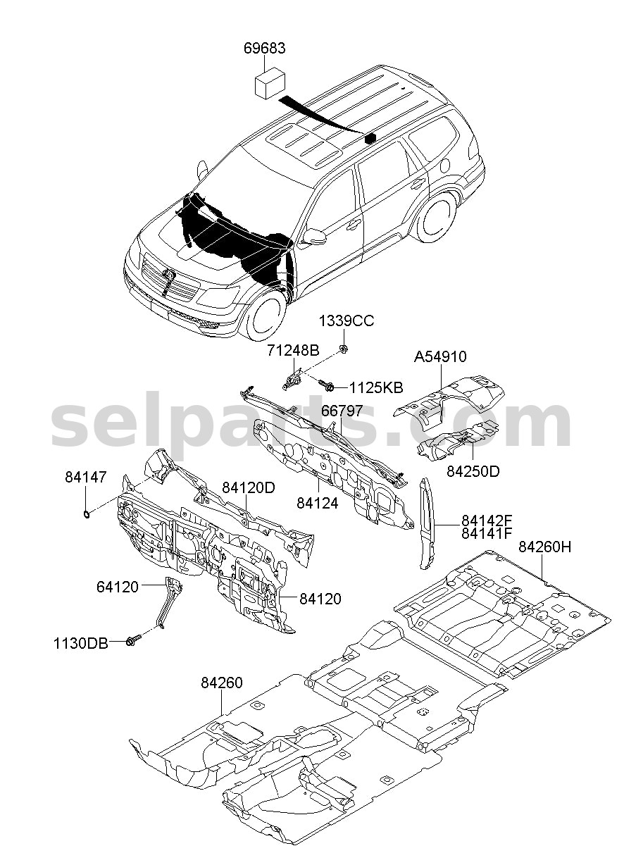 Genuine INSULATOR - FENDER, RH for Kia MOHAVE 16 (2016-2019) #841422J100