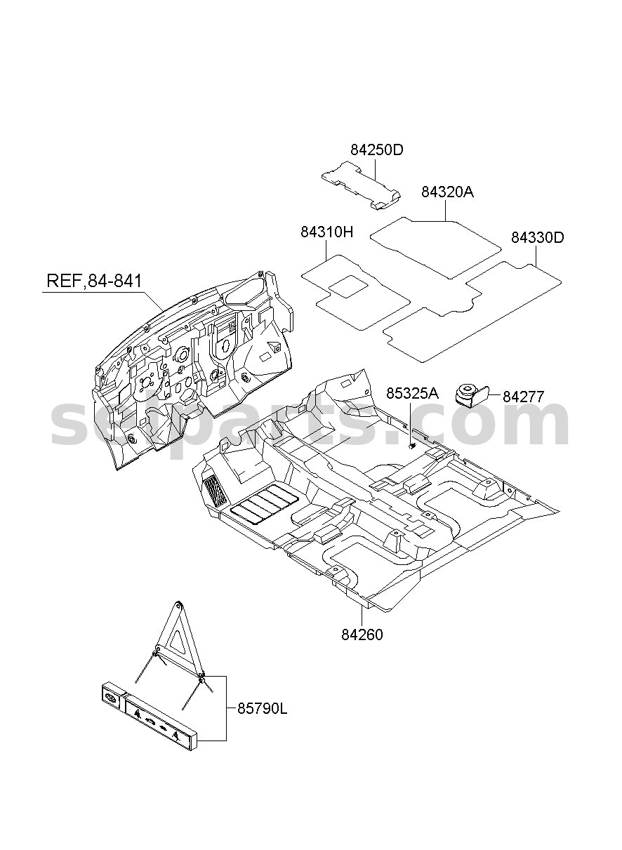 Genuine PAD ASSY-FRONT TUNNEL for Hyundai Sonata #84250C1000