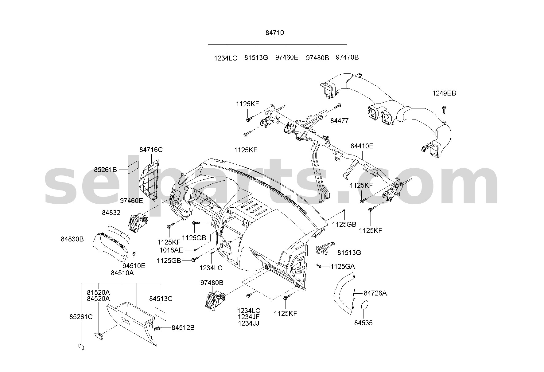 Genuine COVER ASSY-GLOVE BOX UPR for Hyundai Sonata #84540C1000TRY