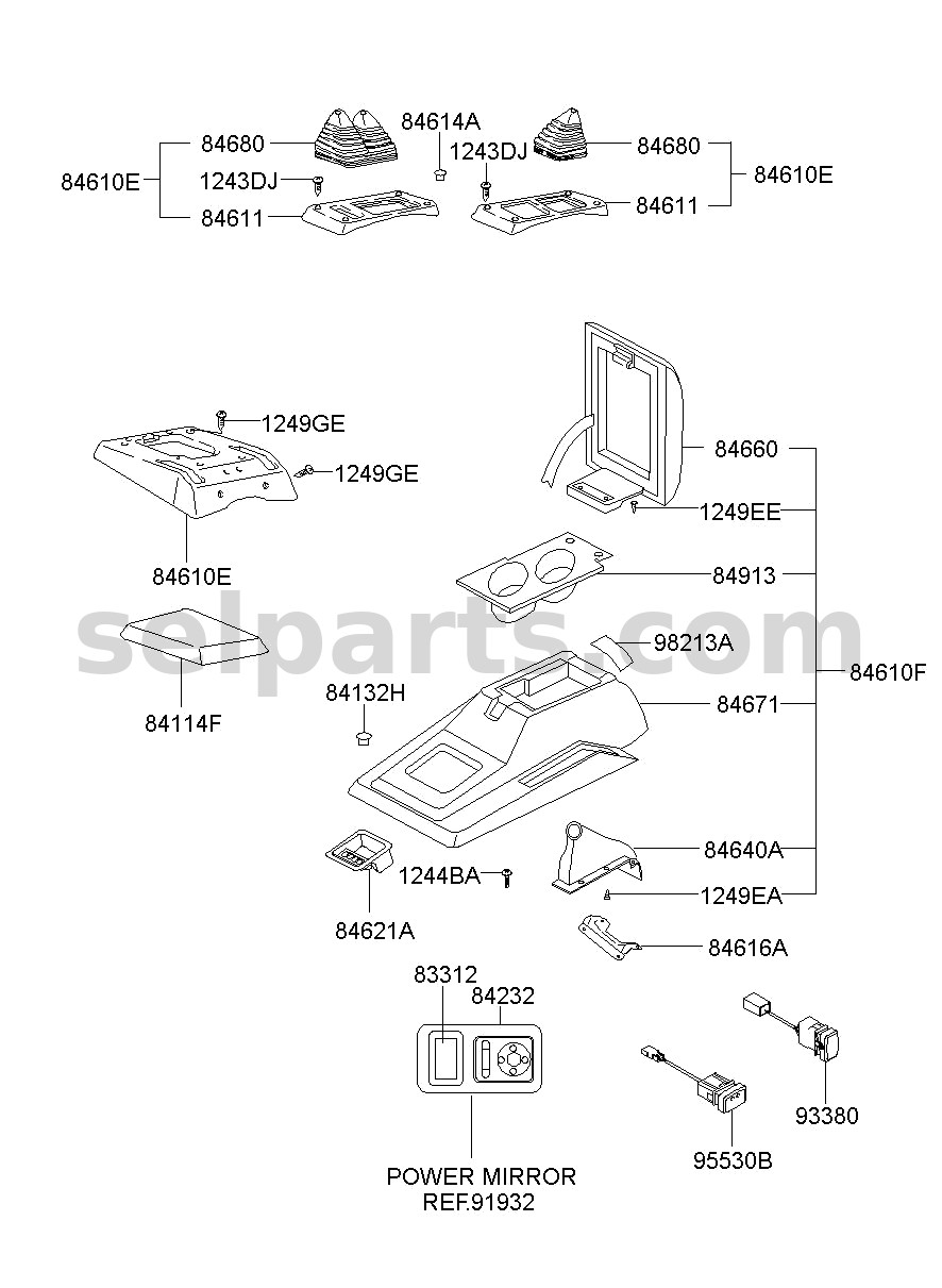 Genuine CONSOLE ASSY-FLOOR RR for Hyundai Sonata #84620C1400TRY