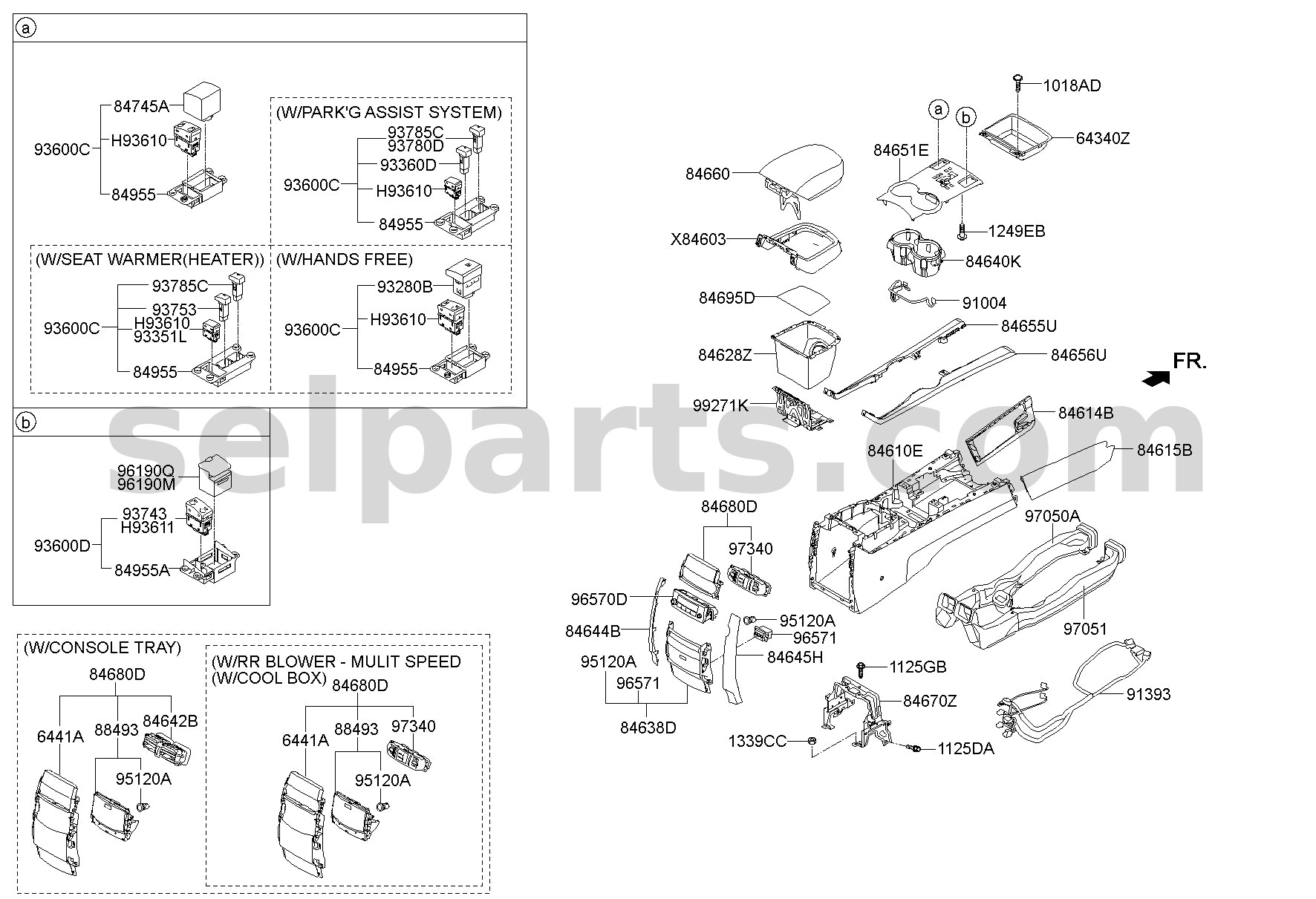 Genuine BOX ASSY - CONSOLE STORAGE for Kia MOHAVE 16 (2016-2019) #846902J105WK