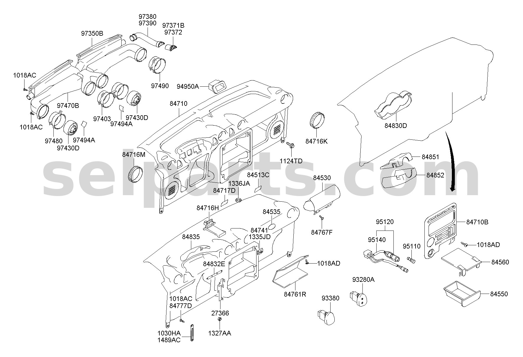 Genuine GRILLE-SPEAKER,LH for Hyundai Sonata #84725C1000TRY