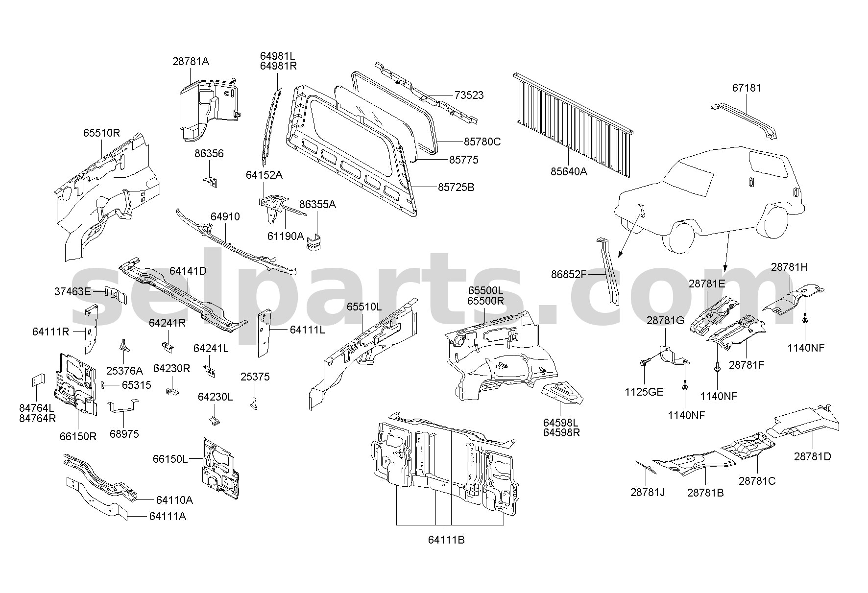Genuine BRACKET-SIDE,RH for Hyundai Sonata #84758C1000