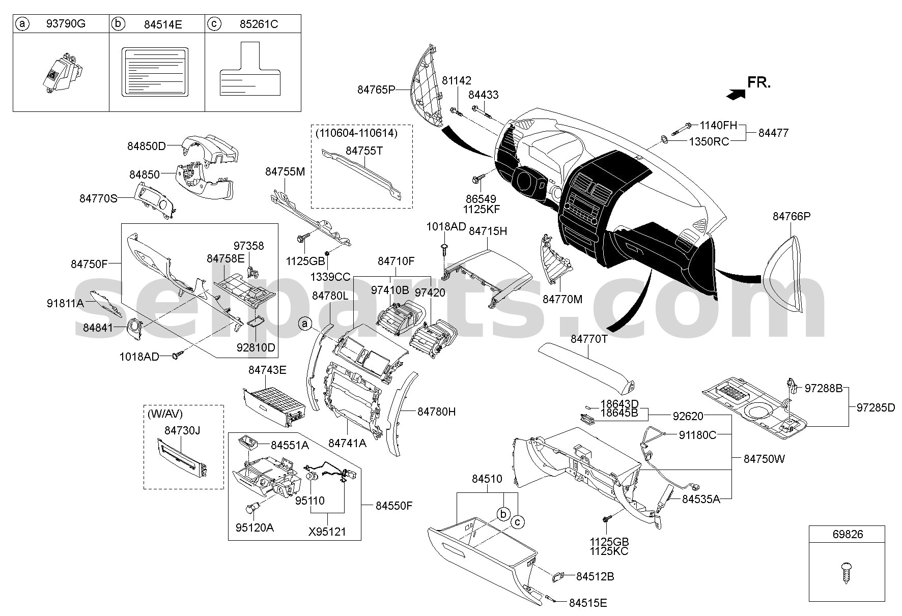 Genuine COVER - CRASH PAD CENTER LOWER LH for Kia MOHAVE 16 (2016-2019) #847702J000WK