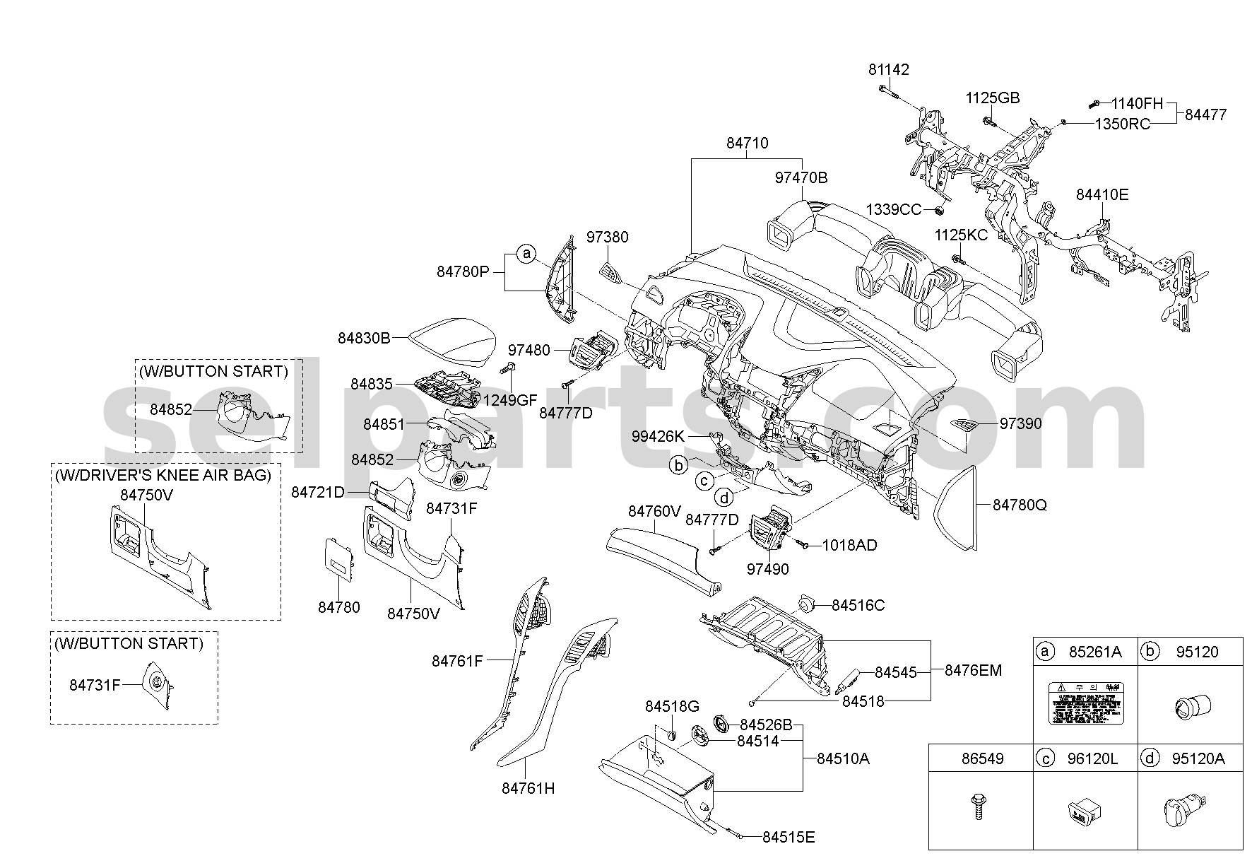Genuine COVER ASSY-C/PAD MAIN SIDE,RH for Hyundai Sonata #84785C1000TRY