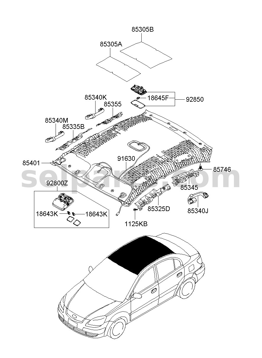 Genuine PAD - ROOF NO. 2 for Kia MOHAVE 16 (2016-2019) #85306C5000
