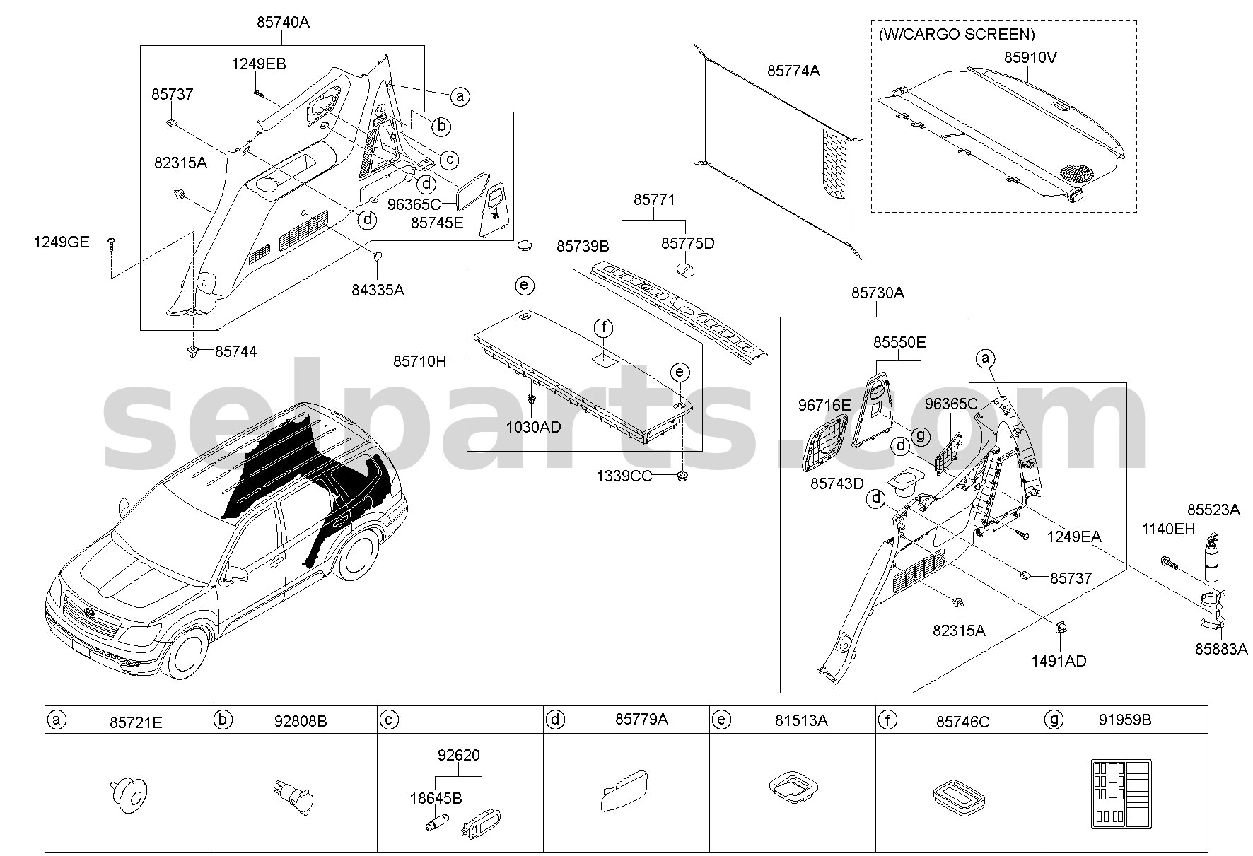 Genuine TRIM ASSY - LUGGAGE FLOOR BOX for Kia MOHAVE 16 (2016-2019) #857102J500WK