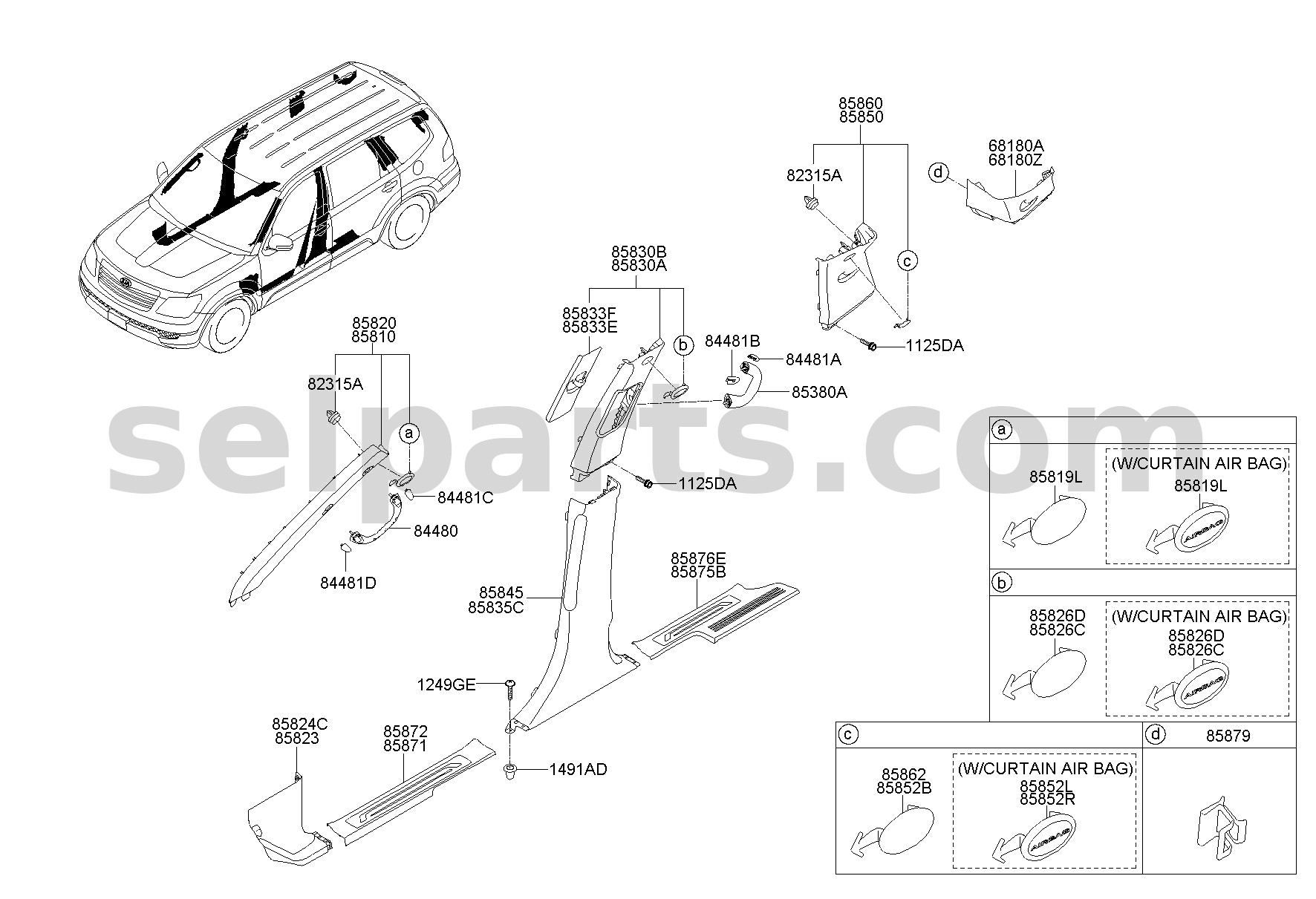 Genuine TRIM ASSY-D PLR,LH for Kia MOHAVE 16 (2016-2019) #858702J500H9