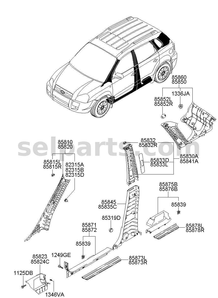 Genuine TRIM-RR STEP PLATE RH for Hyundai Sonata #85888C1500TRY