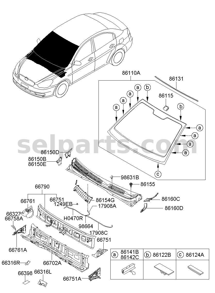 Genuine GLASS ASSY-WINDSHIELD for Hyundai Sonata #86110C1010