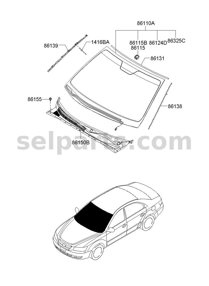 Genuine BRACKET-W/S MLDG MTG,LH for Hyundai Sonata #86138C1100