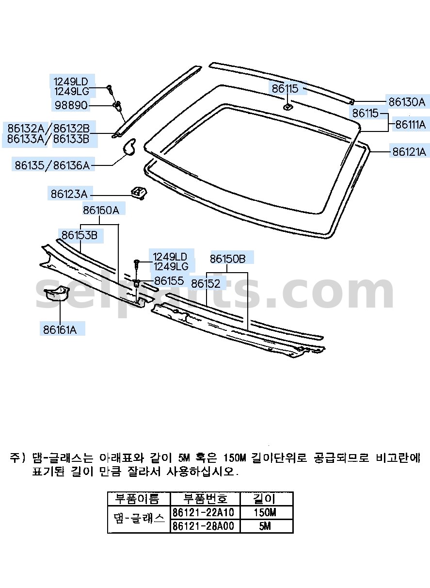 Genuine MOULDING-W/SHLD GLASS SIDE,RH for Hyundai Sonata #86140C1110
