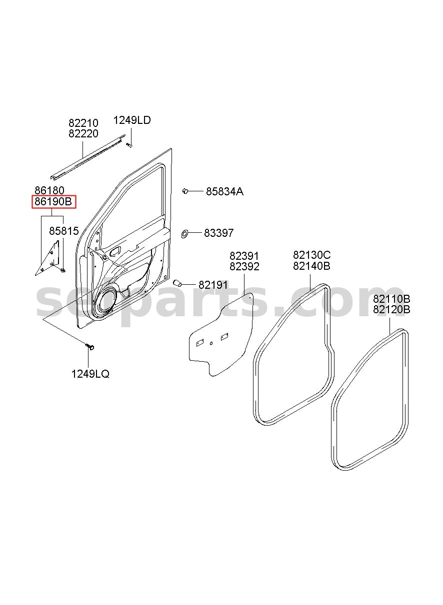 Genuine GARNISH ASSY-DELTA RH for Hyundai Sonata #86190C1000