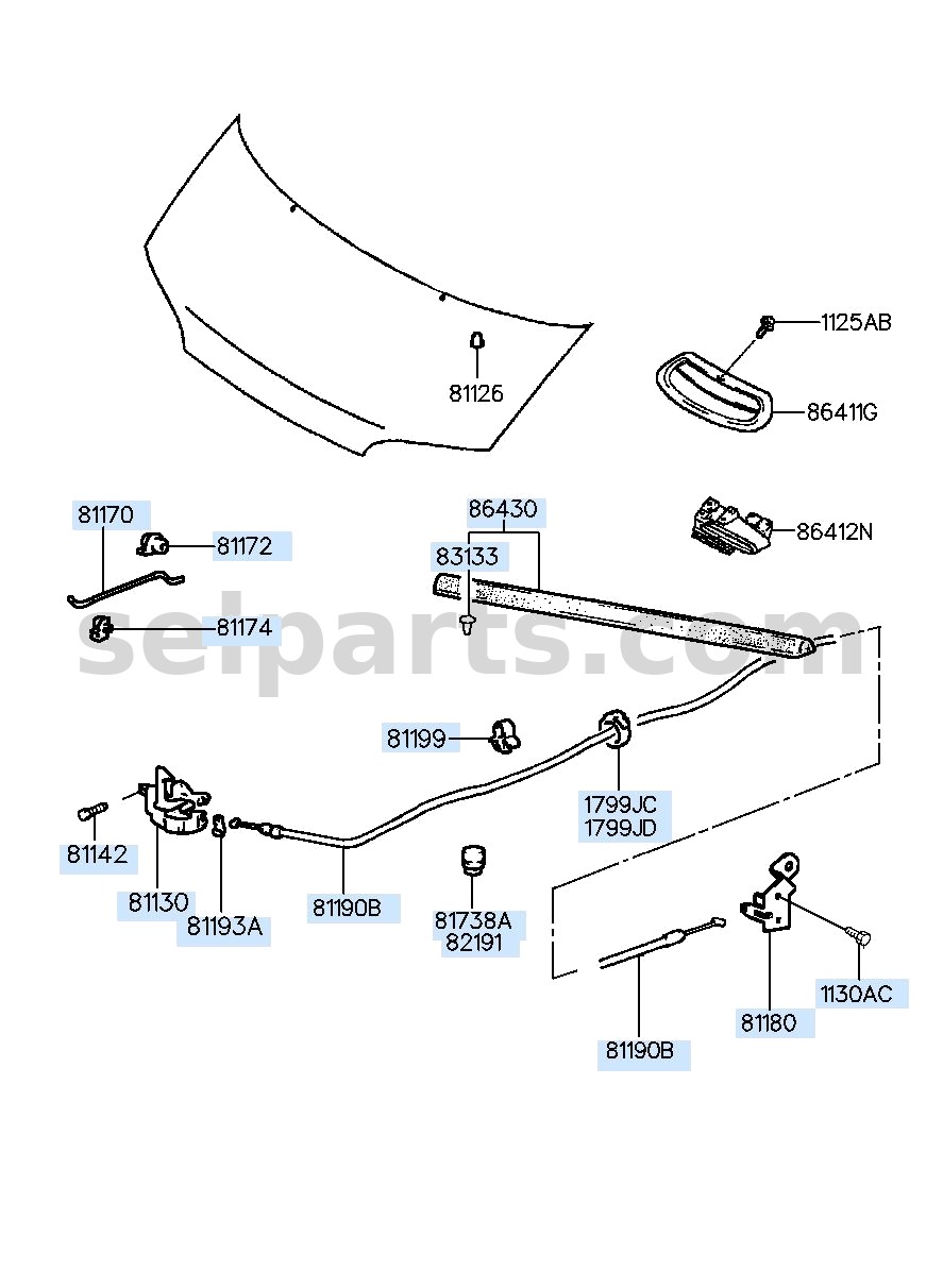 Genuine W/STRIP-HOOD for Hyundai Sonata #86430C1000