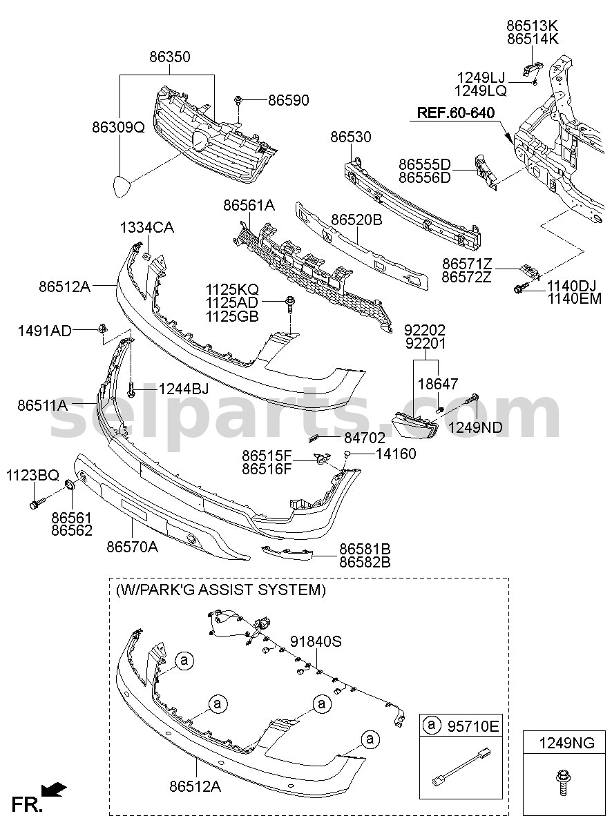 Genuine BRACKET - FRONT BUMPER SIDE SUPPORT RH for Kia MOHAVE 16 (2016-2019) #865562J000