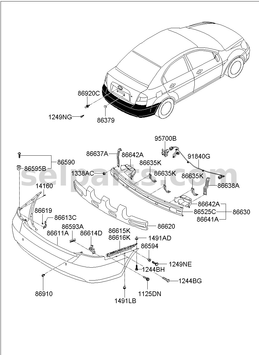 Genuine STAY-RR BUMPER LH for Hyundai Sonata #86641C1000