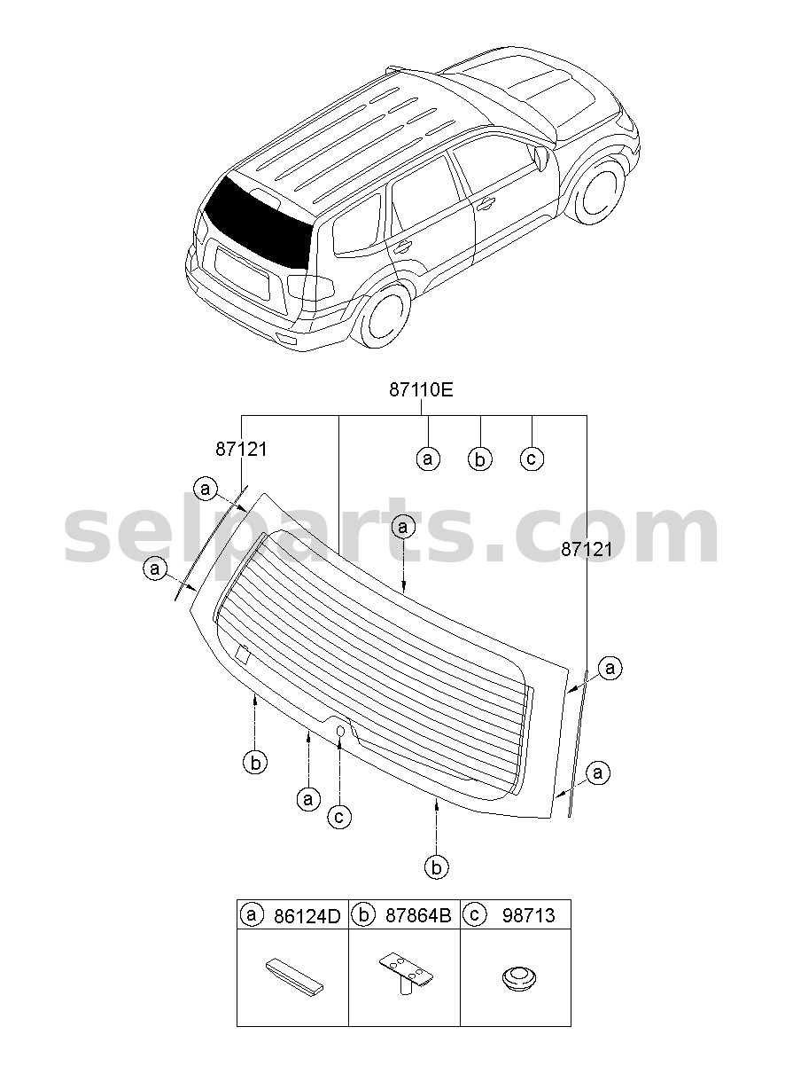 Genuine GLASS ASSY - REAR WINDOW for Kia MOHAVE 16 (2016-2019) #871102J001