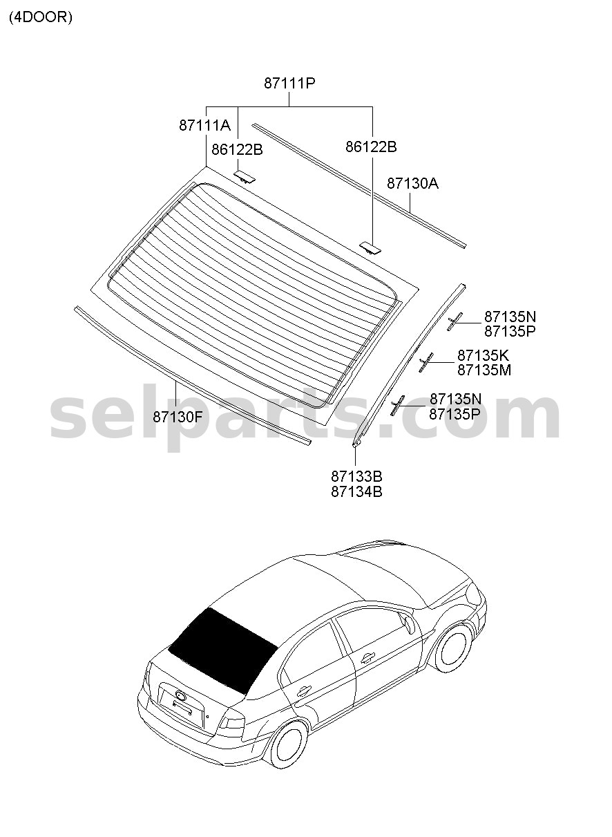 Genuine GLASS-REAR WINDOW for Hyundai Sonata #87111C1020