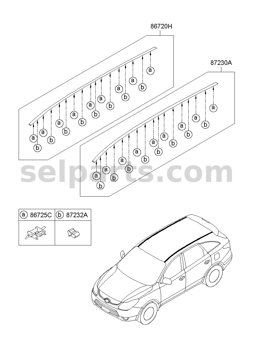 Genuine MOULDING ASSY-ROOF,RH for Hyundai Sonata #87220C1000