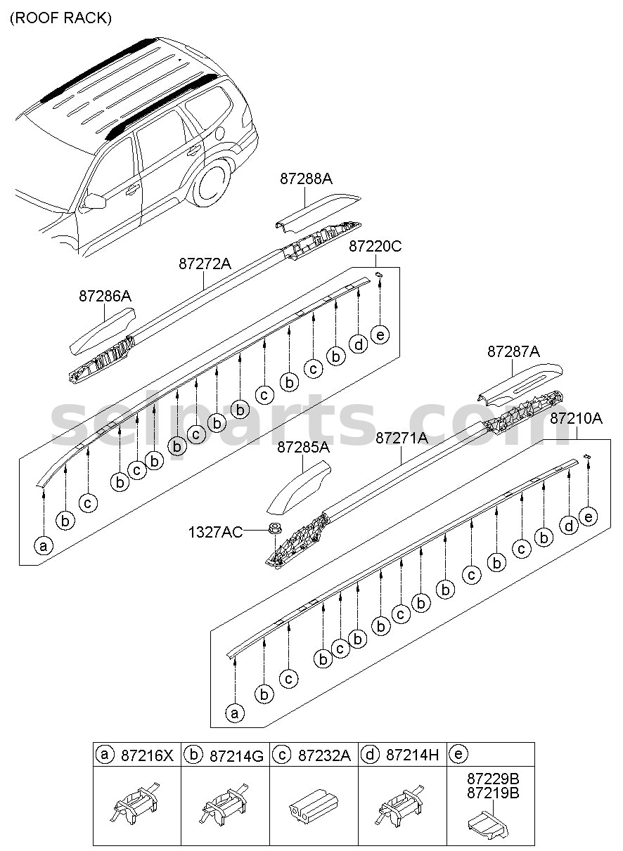 Genuine COVER - ROOF RACK REAR, RH for Kia MOHAVE 16 (2016-2019) #872622J011
