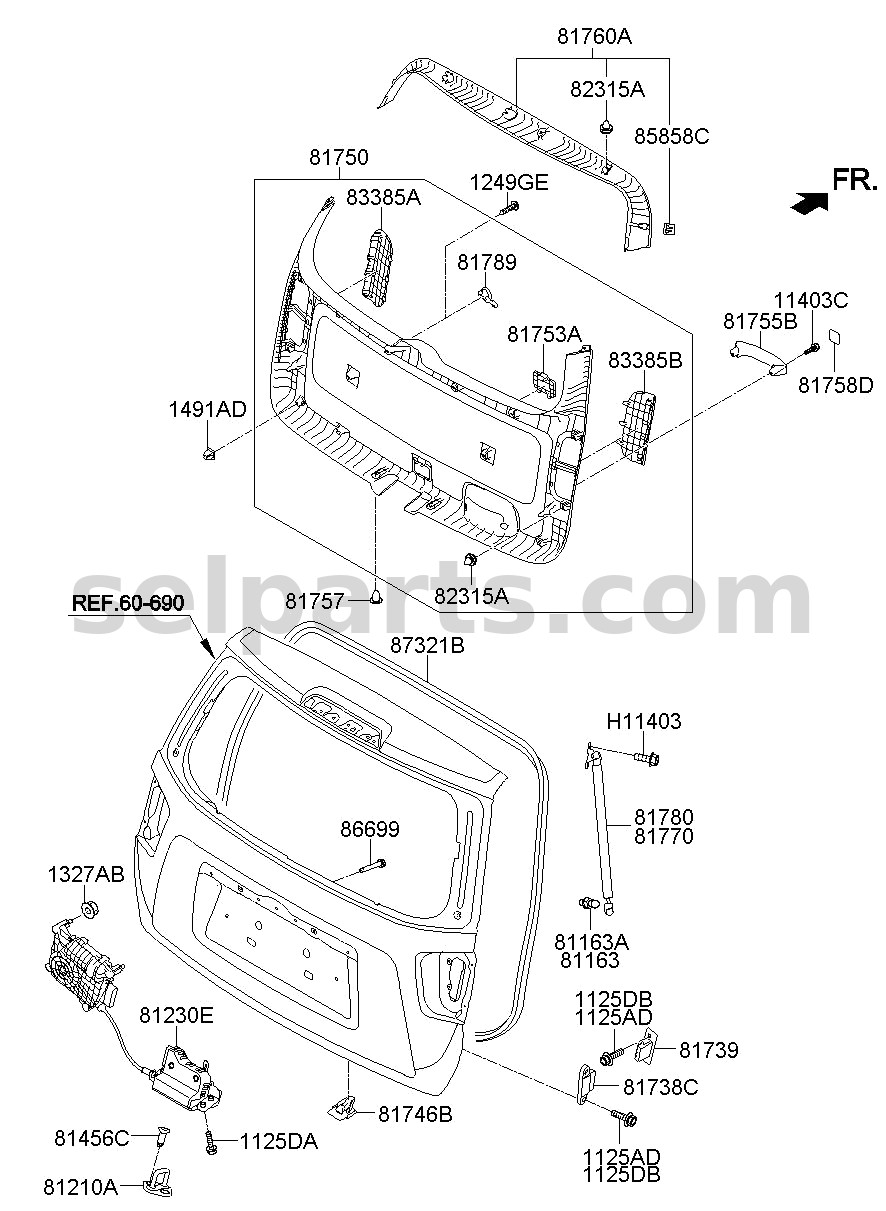 Genuine WEATHERSTRIP - TAILGATE OPENING for Kia MOHAVE 16 (2016-2019) #873212J000