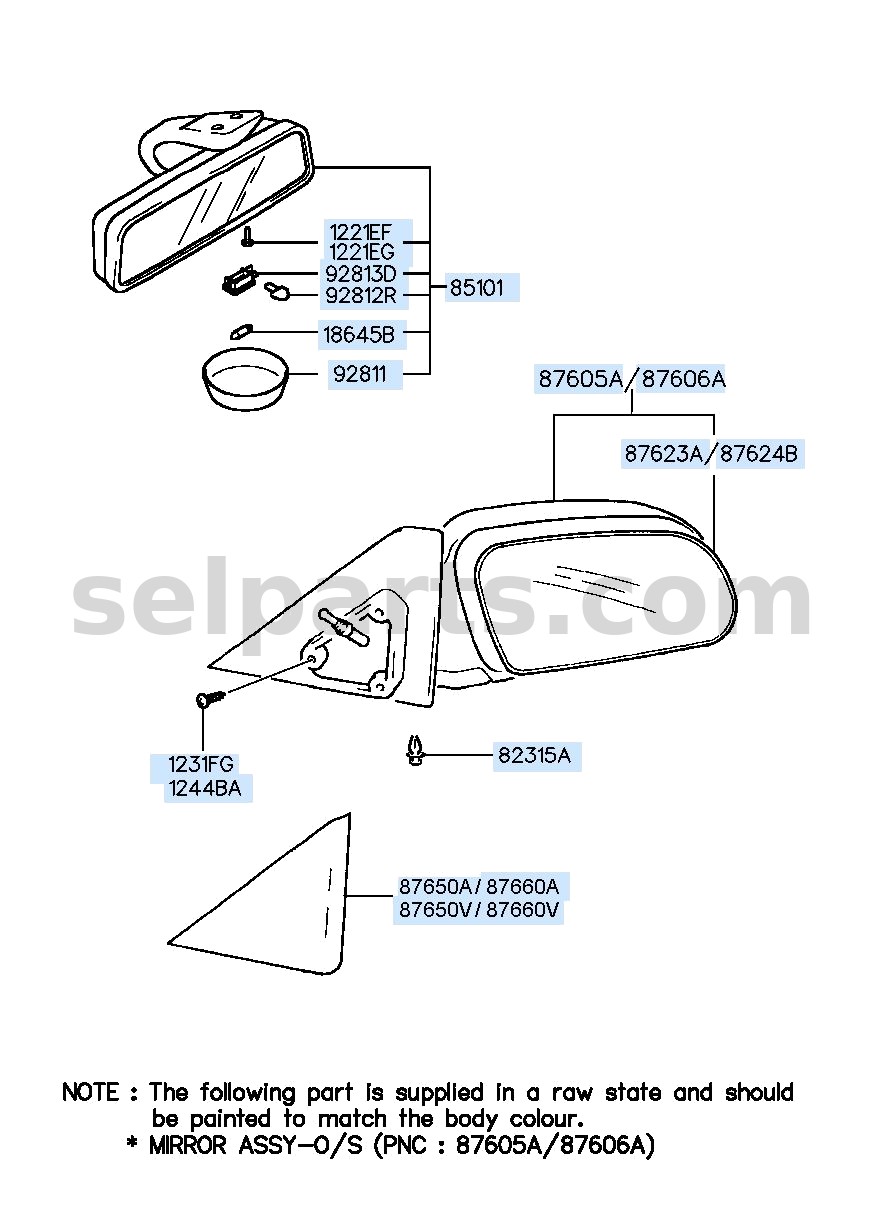 Genuine MIRROR ASSY-OUTSIDE RR VIEW,LH for Hyundai Sonata #87610C1010BHY