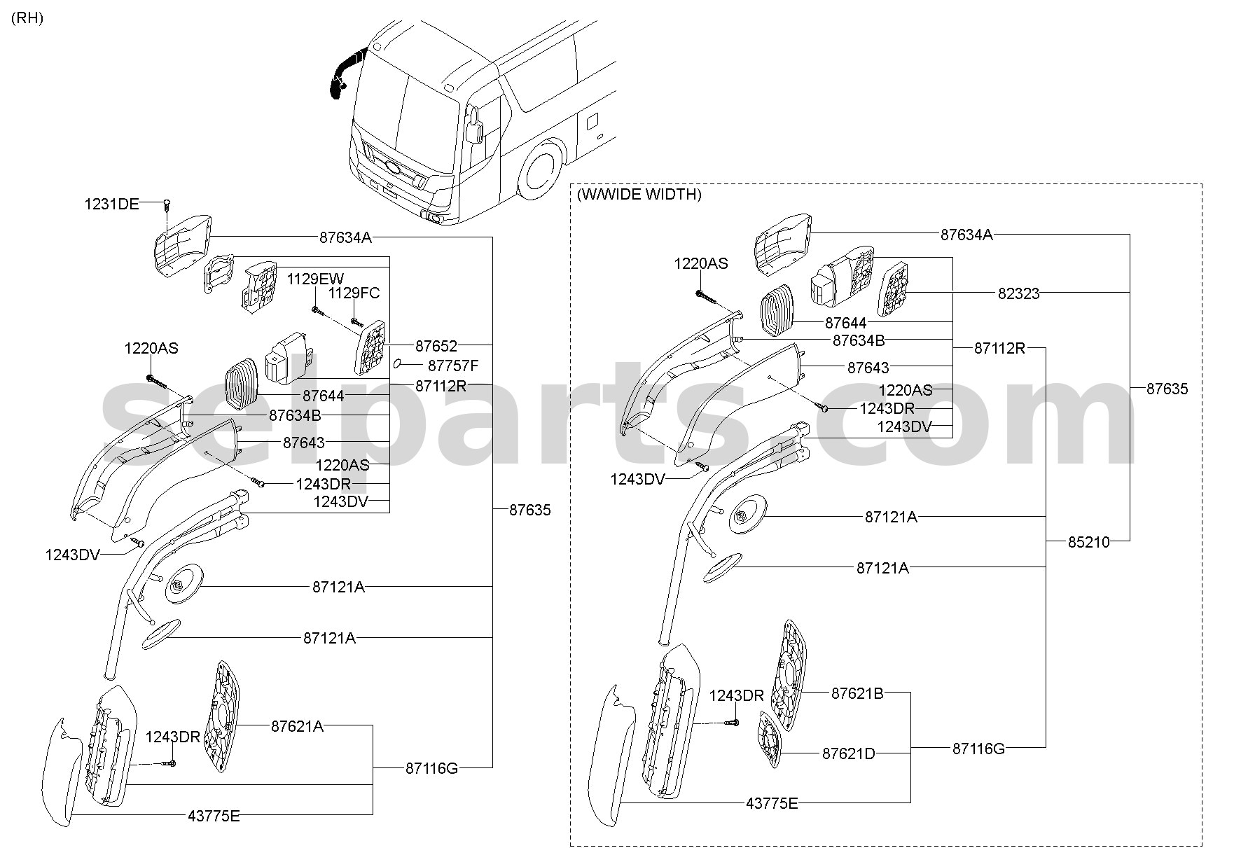 Genuine G/HOLDER ASSY-O/S RR VIEW,RH for Hyundai Sonata #87621C1000