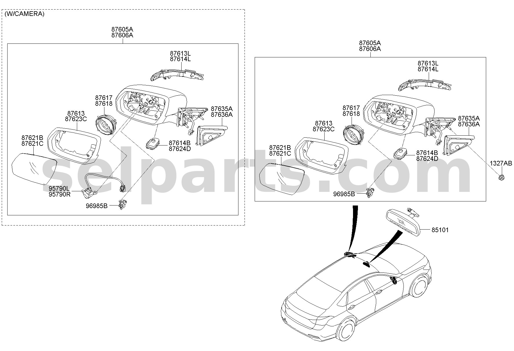 Genuine LAMP ASSY-PUDDLE,RH for Hyundai Sonata #87624C1000