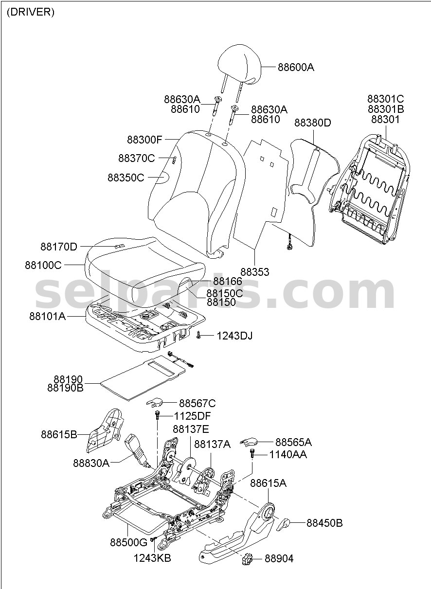 Genuine PAD ASSY-FRONT SEAT BACK DRIVER for Hyundai Sonata #88350C1010