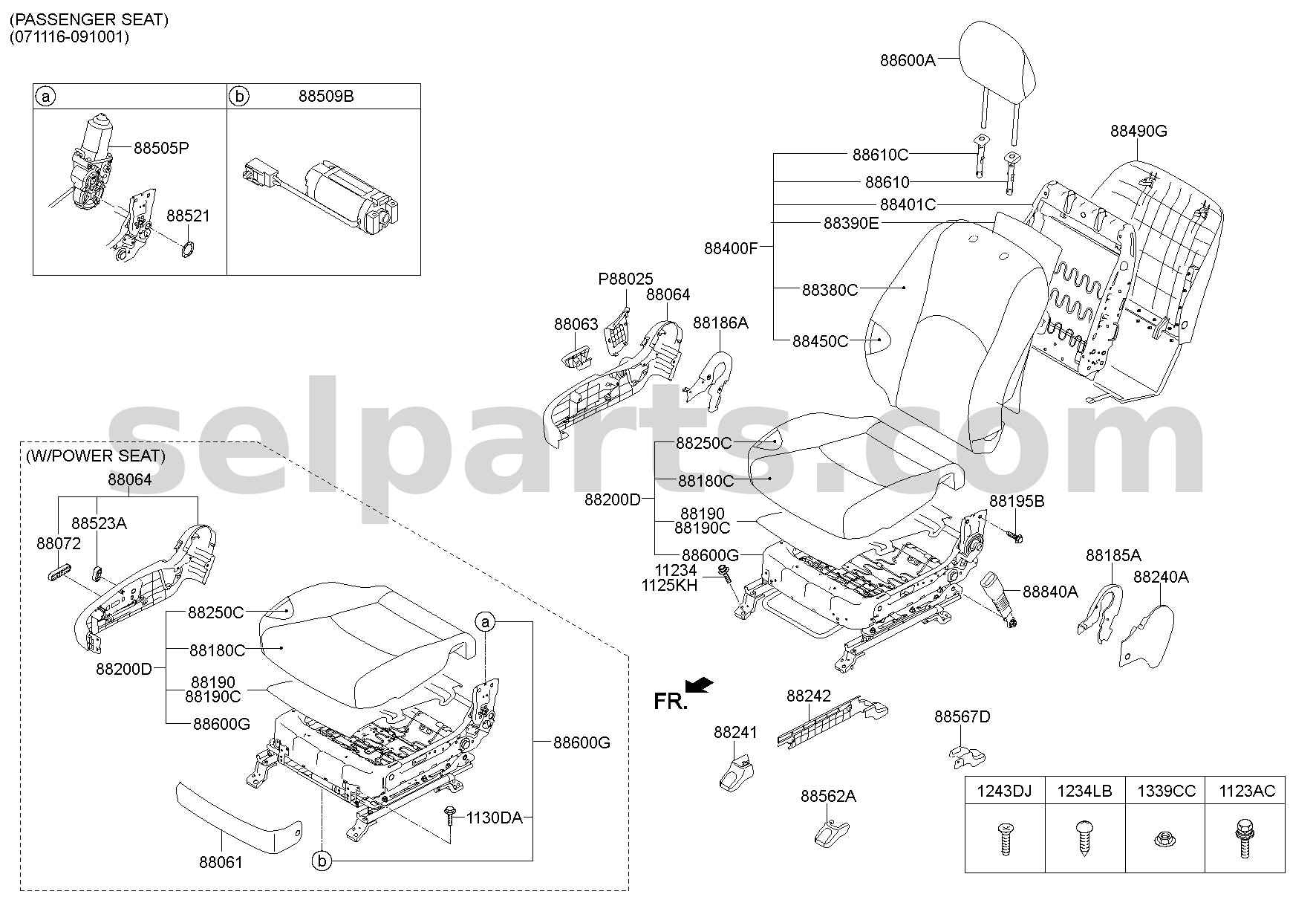 Genuine FRAME ASSY - FRONT SEAT BACK PASSENGER for Kia MOHAVE 16 (2016-2019) #884102J001