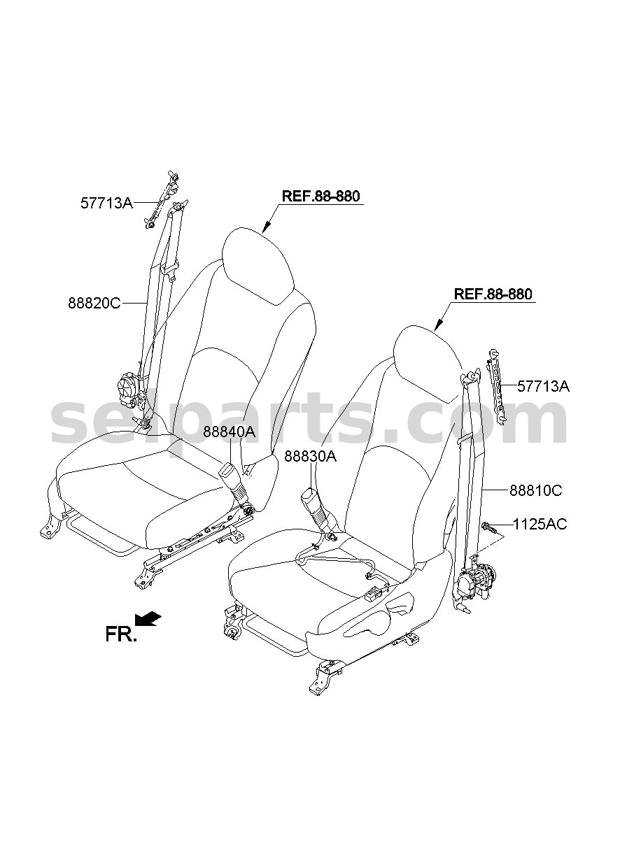 Genuine SEATBELT ASSY - FRONT, LH for Kia MOHAVE 16 (2016-2019) #888102J000WK