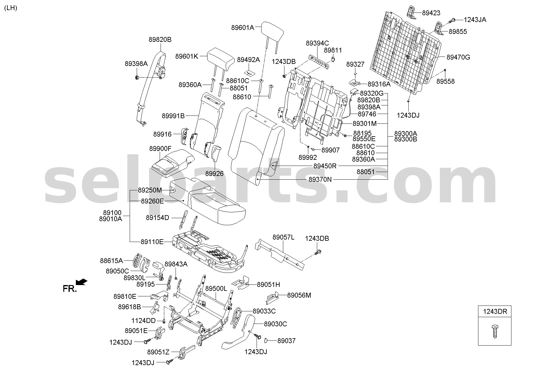 Genuine FRAME ASSY - REAR SEAT CUSHION LH for Kia MOHAVE 16 (2016-2019) #891102J000