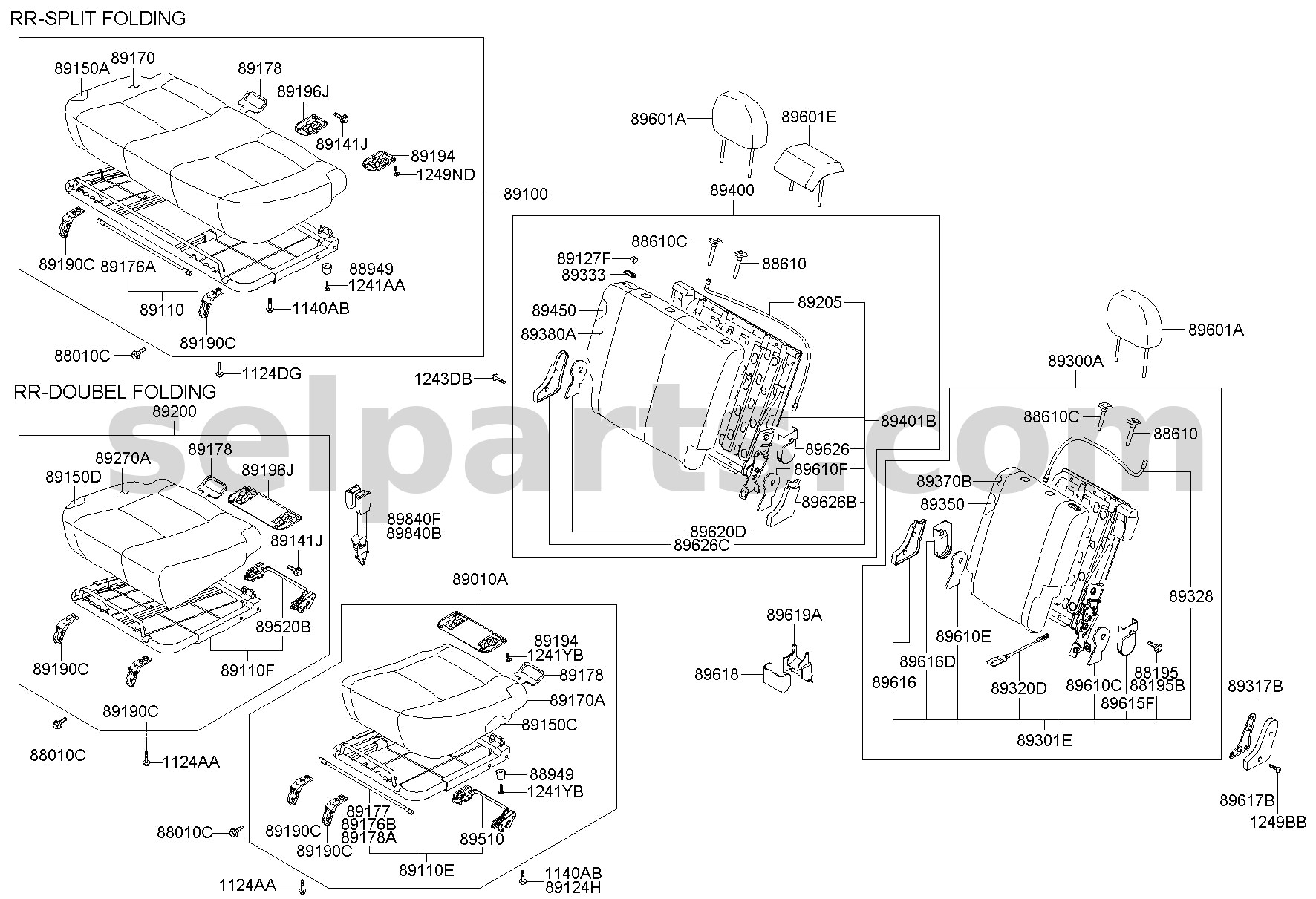 Genuine PAD ASSY-REAR SEAT CUSHION for Hyundai Sonata #89150C1020