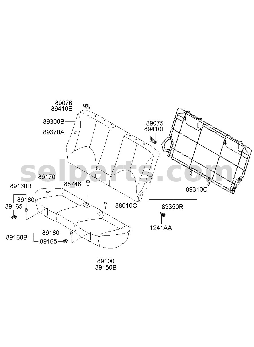 Genuine FRAME & PAD ASSY-RR SEAT BACK for Hyundai Sonata #89306C1002