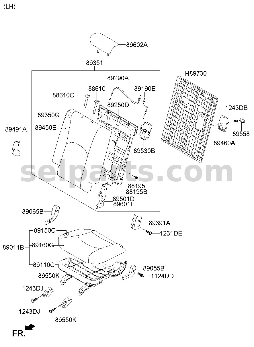 Genuine PAD ASSY - 3RD SEAT BACK, LH for Kia MOHAVE 16 (2016-2019) #893502J800