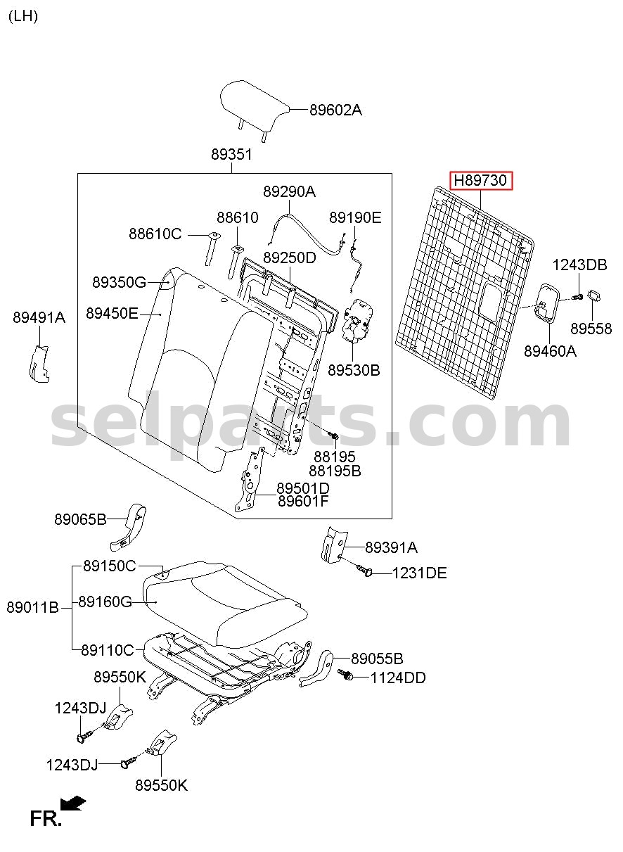Genuine BACK BOARD ASSY - 3RD, LH for Kia MOHAVE 16 (2016-2019) #893902J802WK