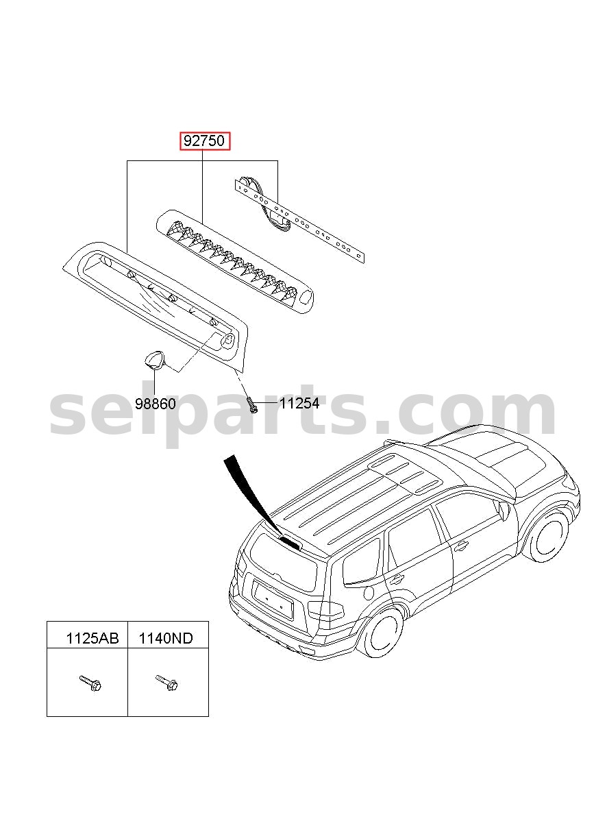 Genuine LAMP ASSY - HIGH MOUNT STOP INTERIOR for Kia MOHAVE 16 (2016-2019) #927002J001