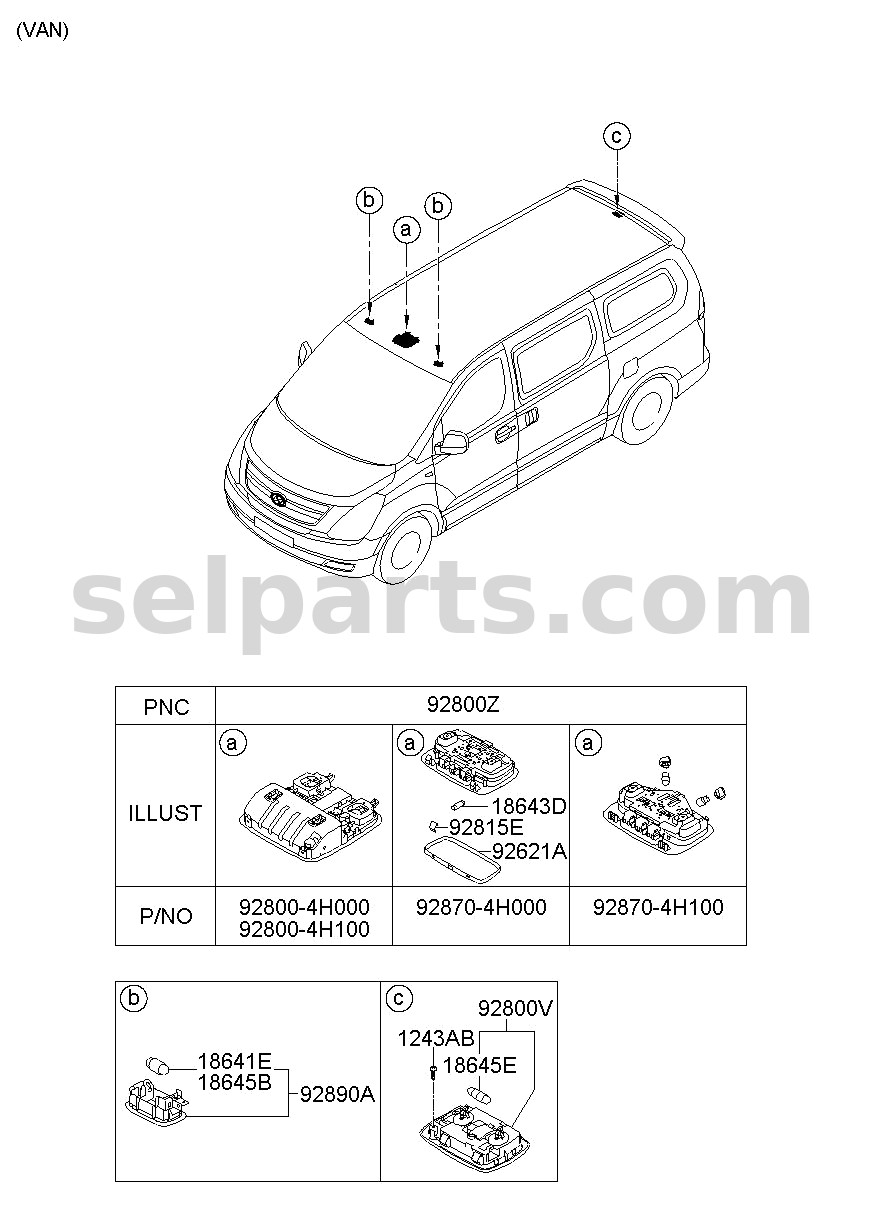 Genuine LAMP ASSY - VANITY for Kia MOHAVE 16 (2016-2019) #928902G000H9