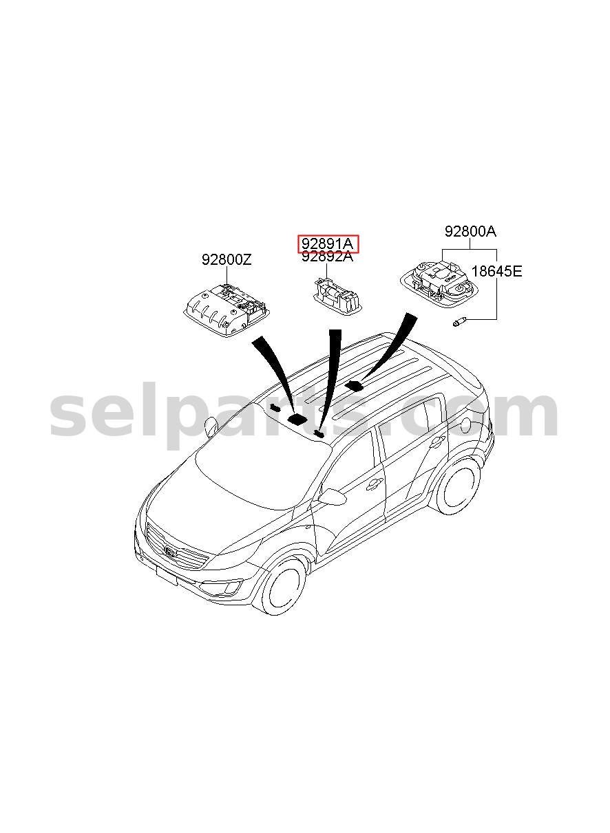Genuine LAMP ASSY-VANITY,LH for Kia Sportage #928913S000ED