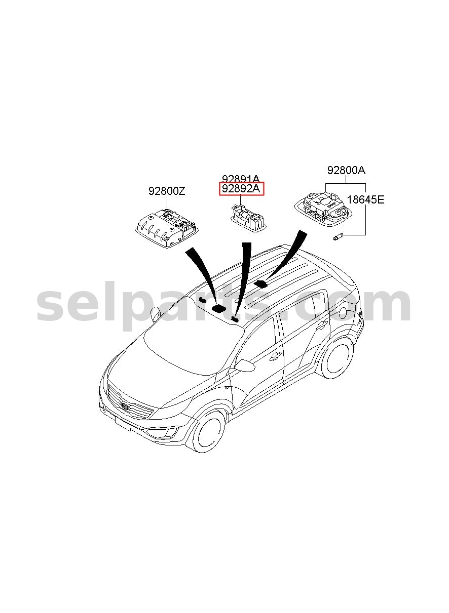 Genuine LAMP ASSY-VANITY,RH for Kia Sportage #928923S000ED