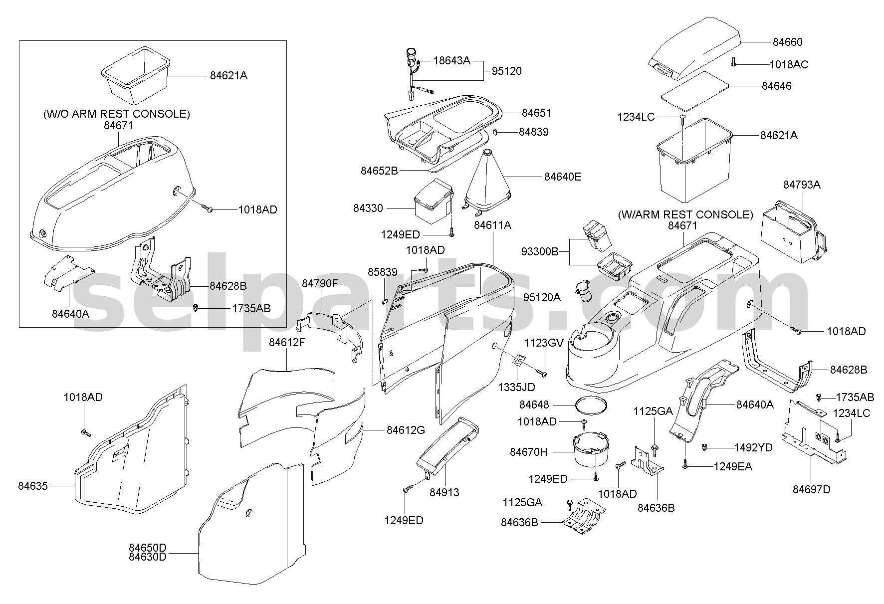 Genuine COMPLETE-CONSOLE FLOOR SWITCH for Hyundai Sonata #93300C16004X