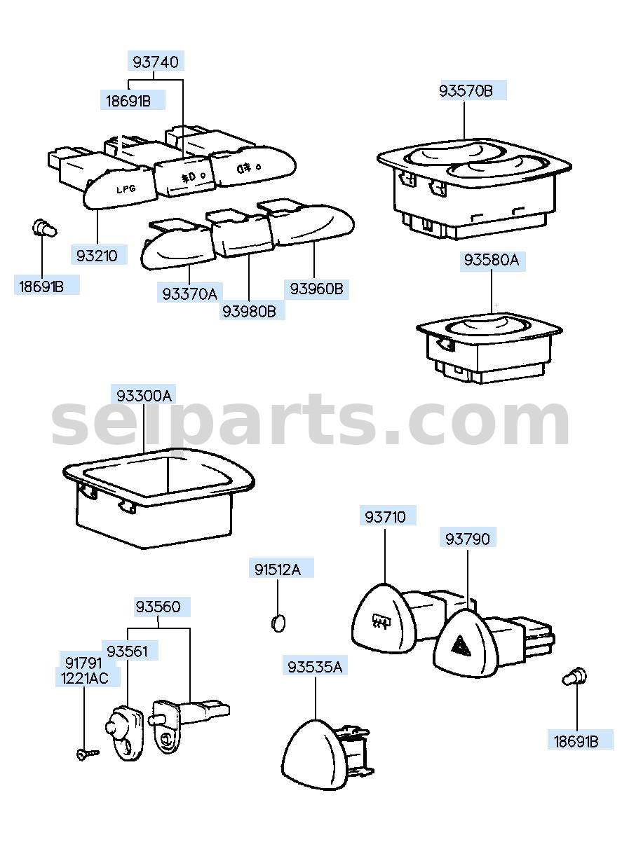 Genuine SWITCH ASSY-P/WDO MAIN for Hyundai Sonata #93570C1000