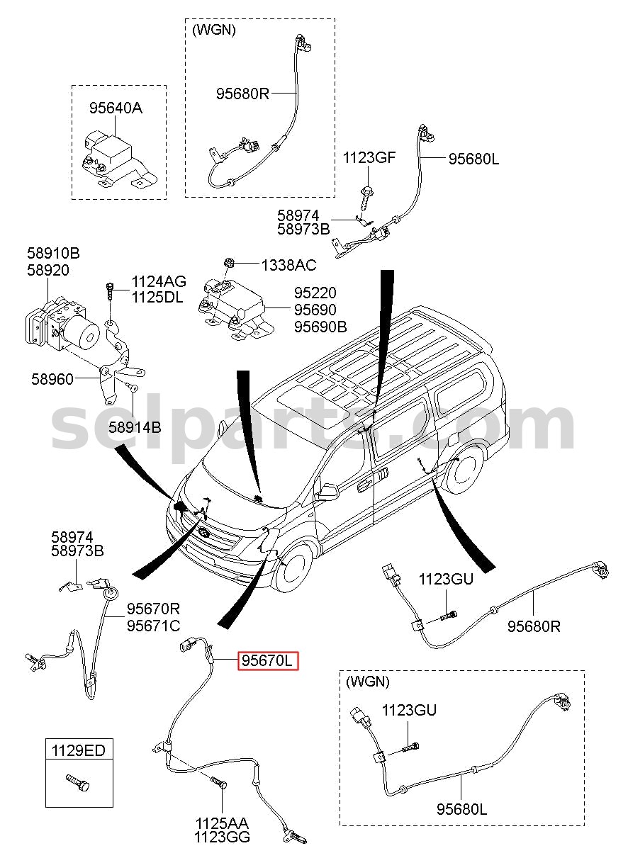Genuine SENSOR ASSY-ABS FRONT WHEEL ,LH for Hyundai Grand Starex #956704H200