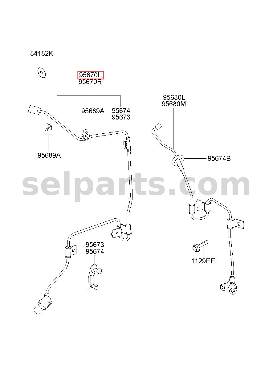 Genuine SENSOR ASSY-ABS FRONT WHEEL ,LH for Kia Sportage #95670D3000