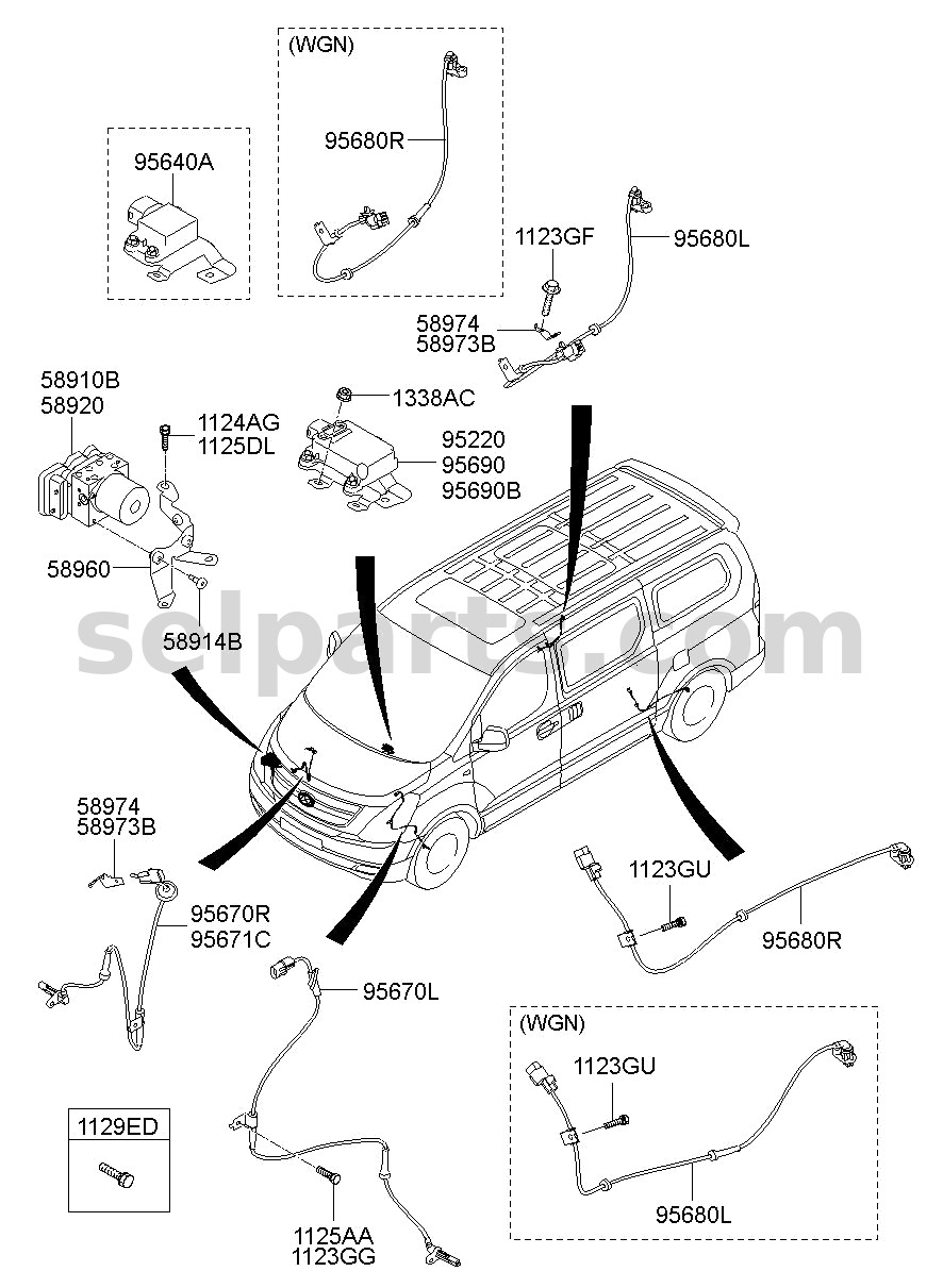 Genuine SENSOR ASSY-ABS REAR WHEEL,RH for Hyundai Grand Starex #956804H300