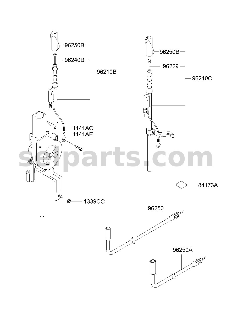 Genuine CABLE-ANTENNA FEEDER EXTENSION for Hyundai Sonata #96231C1500
